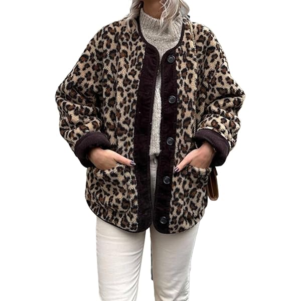 Amazon.com: Hesaco Unisex Reversible Leopard Faux Fur Jacket