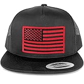 Armycrew 5 Panel American Flag Patched Snapback Mesh Charcoal Cap
