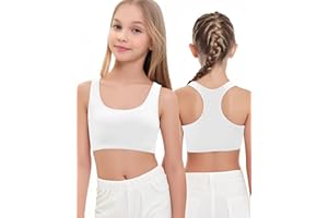 iMuchic Girls Racerback Sports Bra, Built -Up Stretch Crop Undershirt Seamless Training Bra in Everyday Colors for Teens