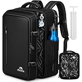 MATEIN Personal Item Vacuum Backpack with Pump, Waterproof Underseat Carry on Backpack with Vacuum Seal Compression for Airplane, TSA Flight Approved Travel Suitcase Bag Fits 17 inch Laptop, Black