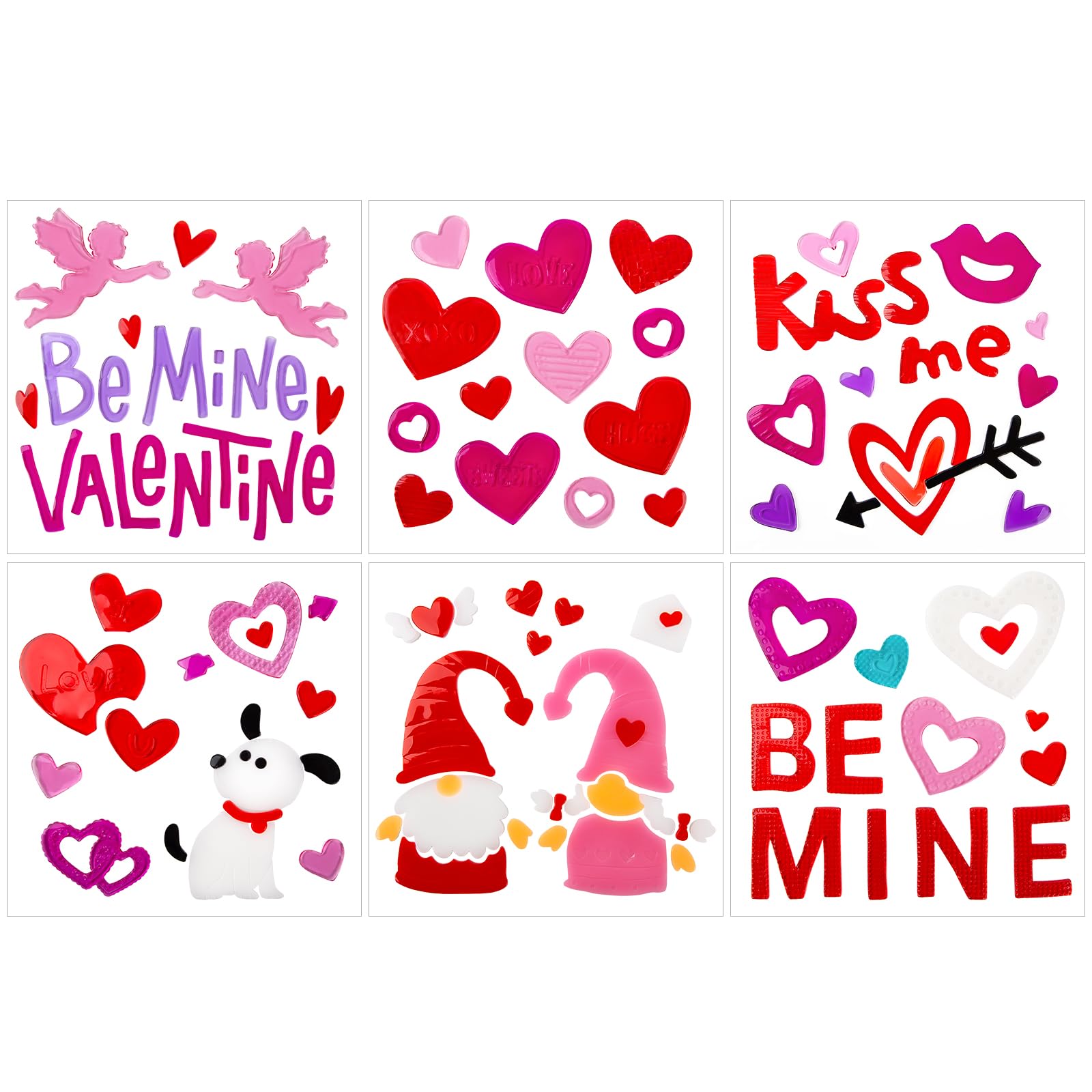 Photo 1 of Valentines Window Clings Gel, Kiss Me, Be Mine Valentine,Cupid,Heart Love Gnome Window Clings for Glass Windows,Valentines Window Stickers,Valentines Day Decorations