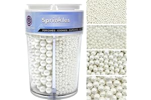 Christmas Sprinkles for Cake Decorating, 120g/4.2oz Gold Silver White and Black Pearl Sprinkles Mix for Cookie Baking Ice Cre