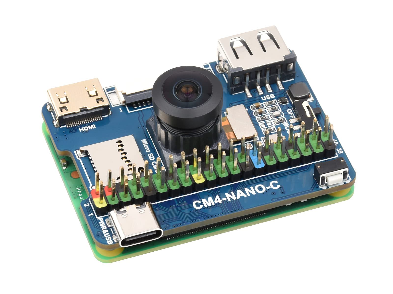 Nano Base Board (C) for Raspberry Pi Compute Module 4 Lite/EMMC, Same Size As The CM4,Standard CM4 Socket,With Multiple Peripheral Interfaces,Onboard 8MP Camera