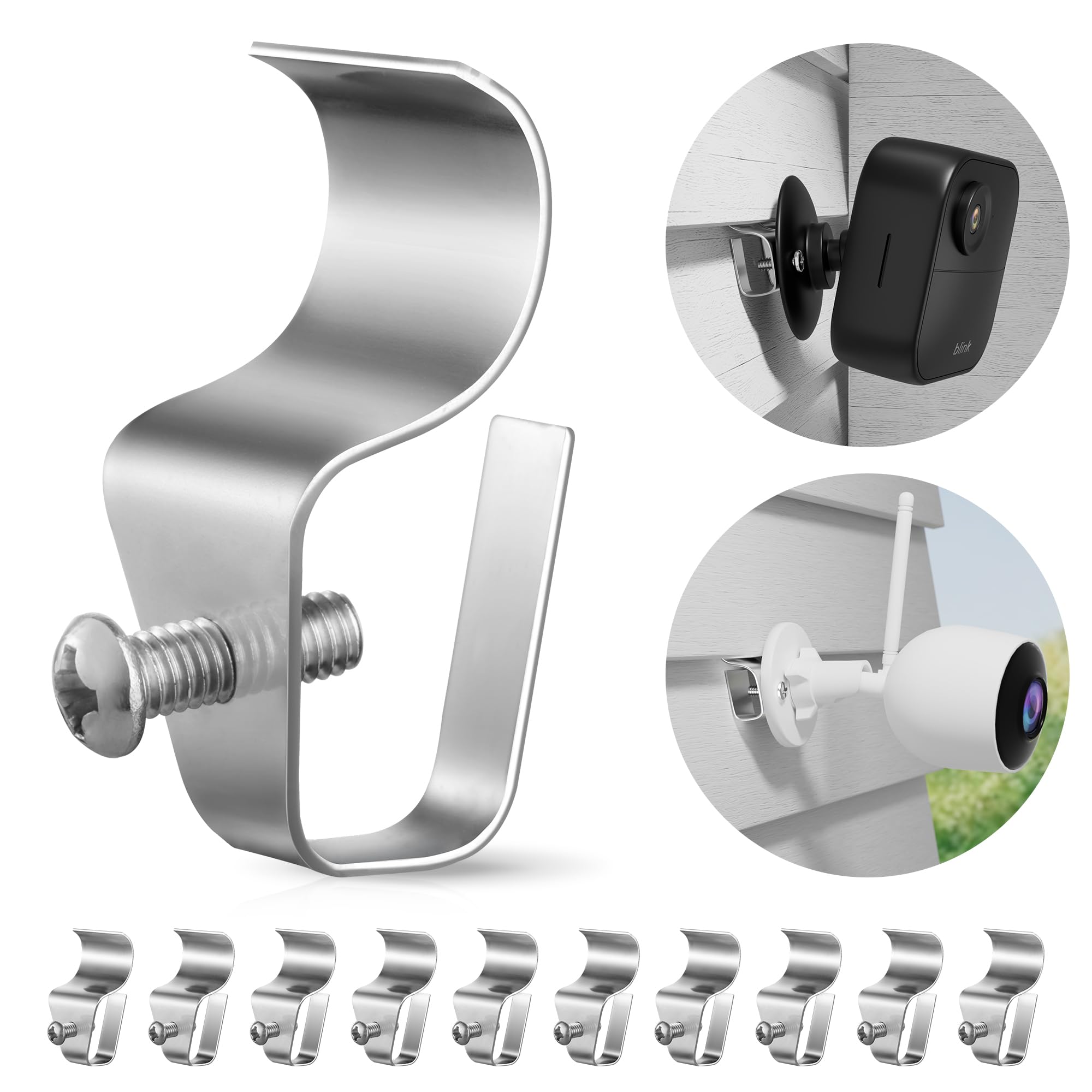 (10 Pack) Vinyl Siding Clips Hooks No-Hole Needed Outdoor Siding Screws Hanger for Mount Home Security Camera