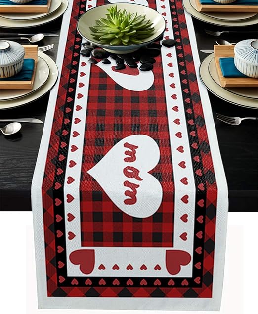 Anoreya Cotton Linen Dining Table Runner Mother's Day Non