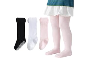 Marchare Baby Girls Tights Thick Cotton Solid Leggings Winter Warm Stockings With Non Slip Grips
