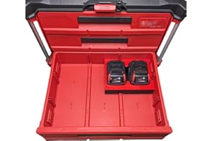 M18 Battery Organizer Insert compatible with Milwaukee PACKOUT 3-Drawer, 2-Drawer & Multi-Depth – Fits 2 Standard M18 Batteri