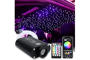 AMKI 16W Fiber Optic Lights,Starlight Headliner Light Kit APP/Remote Control Sound Activated Mode for Car&Home Decoration,Optical Fiber Cable Strands 0.75mm/0.03in 6.5ft/2m 200pcs