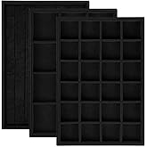 Rocutus Jewelry Trays,3 Pack Stackable Velvet Jewelry Organizer Tray Drawer Jewelry Storage Tray,Divided Ring Organizer Tray for Earrings, Necklaces, Bracelets,13.8"x9.5"x1.2" (Black)