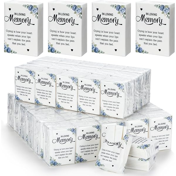 Eaasty 60 Pack Funeral Facial Tissues - Loving Memory Pocket Packs For Memorial Service Favors
