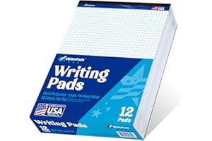 WritePads KAISA Legal Pad Quad Ruled Note Pads, Graph Ruled 8.5x11 inch Legal Pad, Quad (4x4) Paper Writing Pads, White 12 pads, BL-MWT50Q-12, Made In The USA.