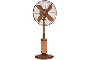 DYNAMIC COLLECTIONS Deco Breeze Oscillating Outdoor Fan with Misting Kit, 3-Cooling Speed Misting Fan with High RPM, Adjustable and Portable Misting Fan, Antique Water Fan, 18 inches