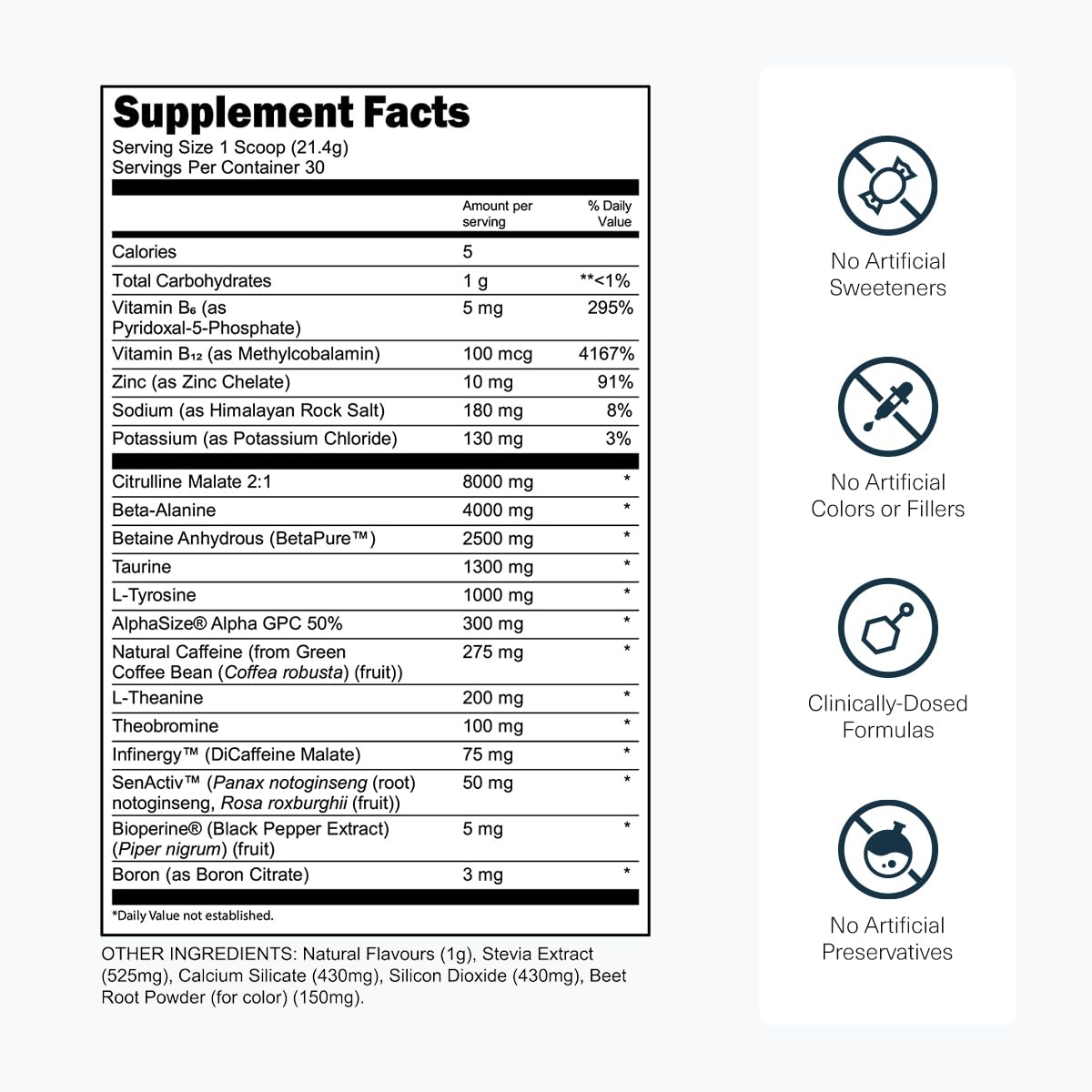 Transparent Labs Bulk Black Pre Workout - Clinically Dosed, Sugar Free Preworkout for Men and Women with Beta Alanine Powder, Citrulline Malate, & Caffeine - 30 Servings, Cherry Kiwi