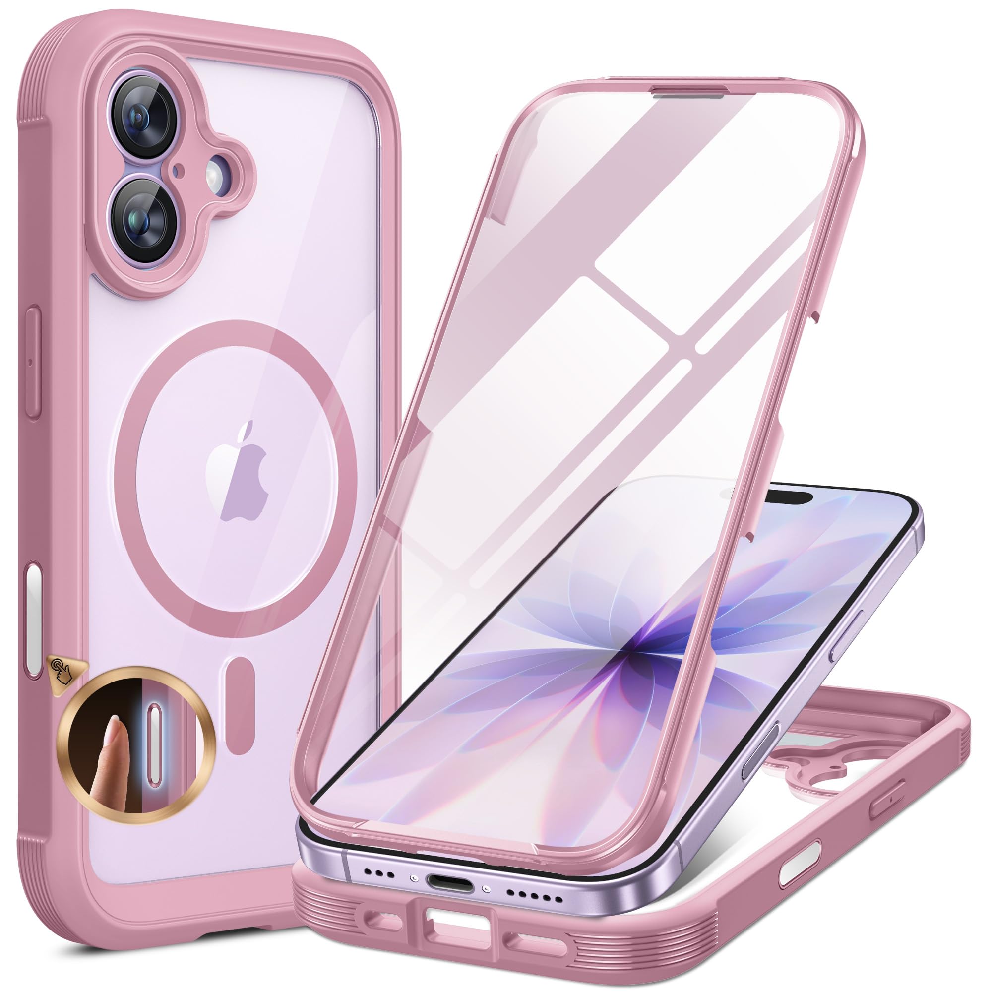 Photo 1 of Miracase for iPhone 17 Case 6.3'', Full-Body Protective Phone case with Built-in Full Glass Screen &Camera Control,Easy Installation,No Gap,Compatible with MagSafe,SGS Drop Proof 17 Cover,Purple