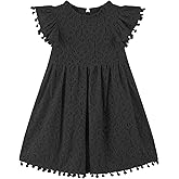JNKLWPJS Toddler Girls Hollow Lace Pom Pom Flutter Sleeve Princess Party Dress