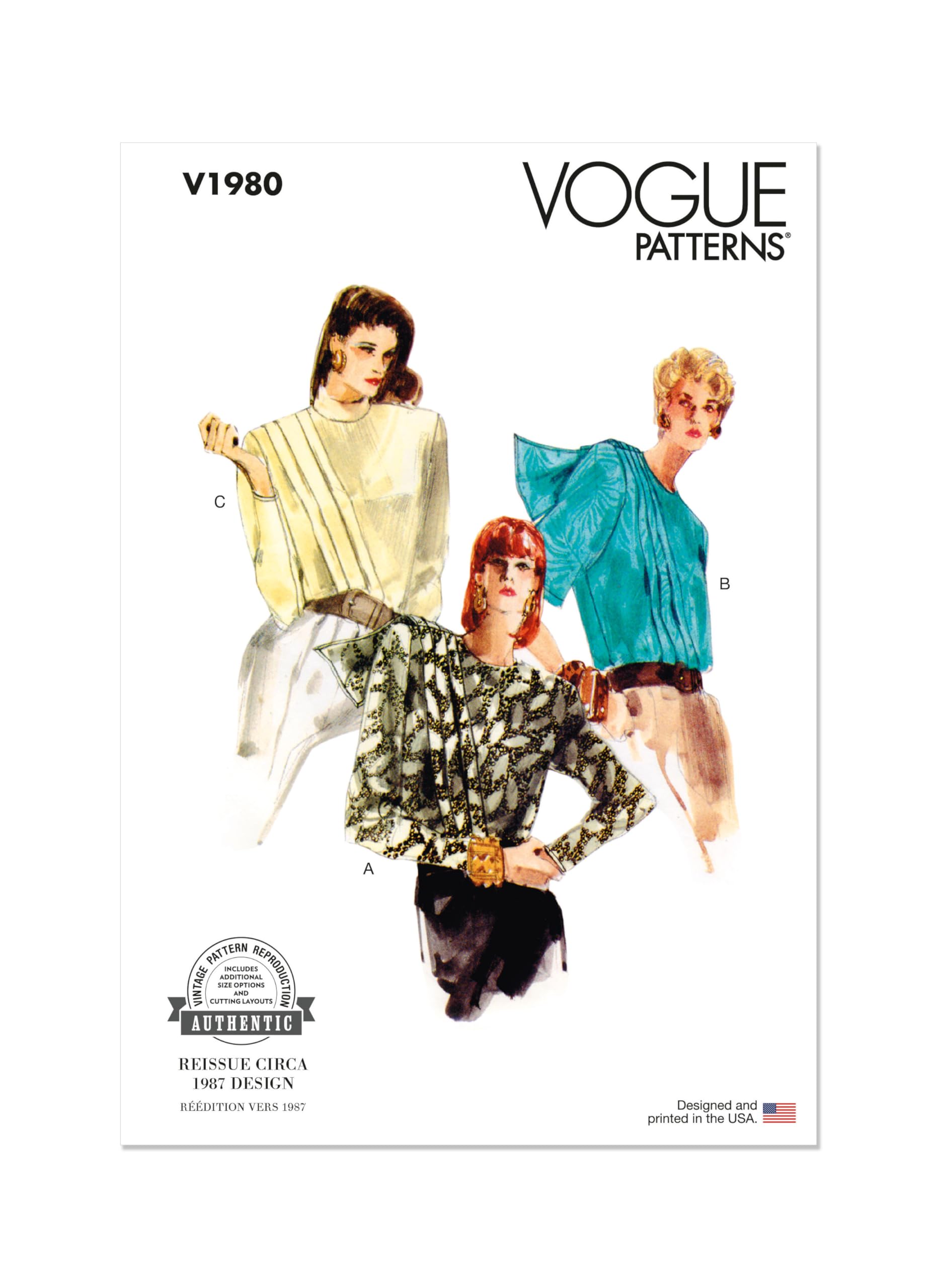 VOGUE PATTERNS V1980Y5 Misses' Blouse Y5 (18-20-22-24-26)