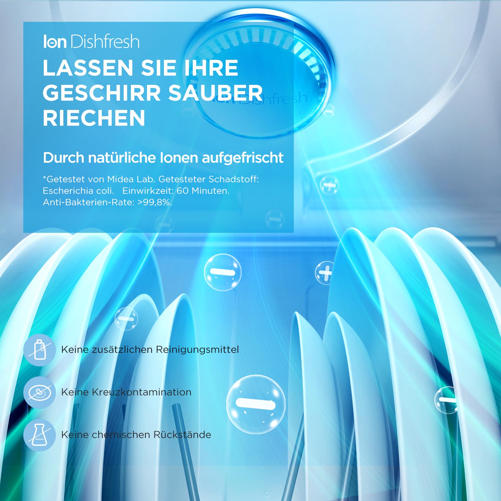 Midea Spülmaschine 45 cm MDWEF1034DW-WE, Geschirrspüler Freistehend 10 Maßgedecke, Besteckkorb, höhenverstellbarer Oberkorb, Aqua-Stopp, Startzeitvorwahl, Weiß [Energieklasse C] 2