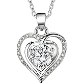 CJUDE Heart Birthstone Pendant Necklace for Women， 927 Zirconia Necklaces Wedding Birthday Mothers Day Jewelry For Her Mother Wife