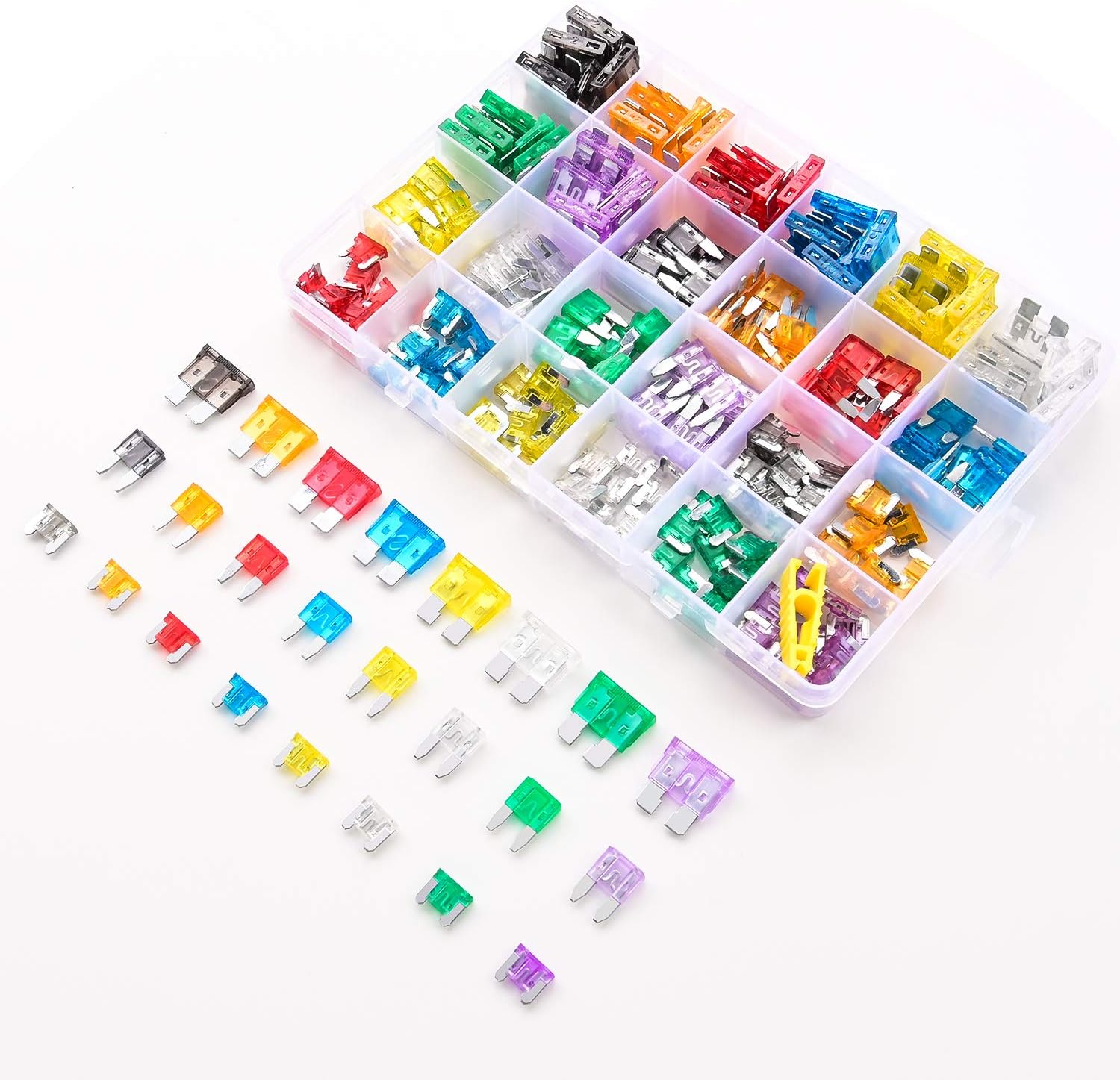 Nilight - 50019R 272pcs Standard & Mini & Low Profile Mini Blade Fuse Assortment, 2A 5A 10A 15A 20A 25A 30A 35A Replacement Fuses for Car Boat Truck SUV Automotive: Automotive