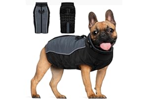 Keggs Dog Coat, Warm Dog Winter Coat Dog Jacket, Dog Cold Weather Coats with Reflective Stripes, Windproof Waterproof Dog Snow Jacket with Zipper, Dog Coat for Small Medium Large Dogs Black M