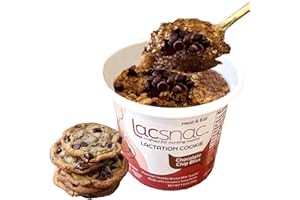 Lacsnac Chocolate Chip Bliss Lactation Cookie Cup (Pack of 6) for Nursing Moms - Made With Flax Seeds, Brewer’s Yeast, Spinach and Broccoli - Promotes Lactation Support & Healthy Breast Milk Supply - GMO-free, Gluten-free, Dairy-free