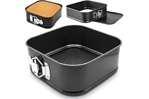 Square Cake Tin, Non Stick Carbon Steel Square Springform Baking Pan with Removable Bottom for Cakes, 18cm Cake Pans for Baki