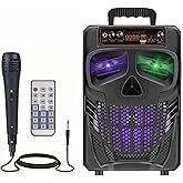 Aesackir Portable Bluetooth Speaker with Subwoofer Wireless Speakers Outdoor/Indoor Big Support Remote Control FM Radio TF Card LED Lights MP3 Player Party for Home Camping iPhone Computer PC (B-S08)