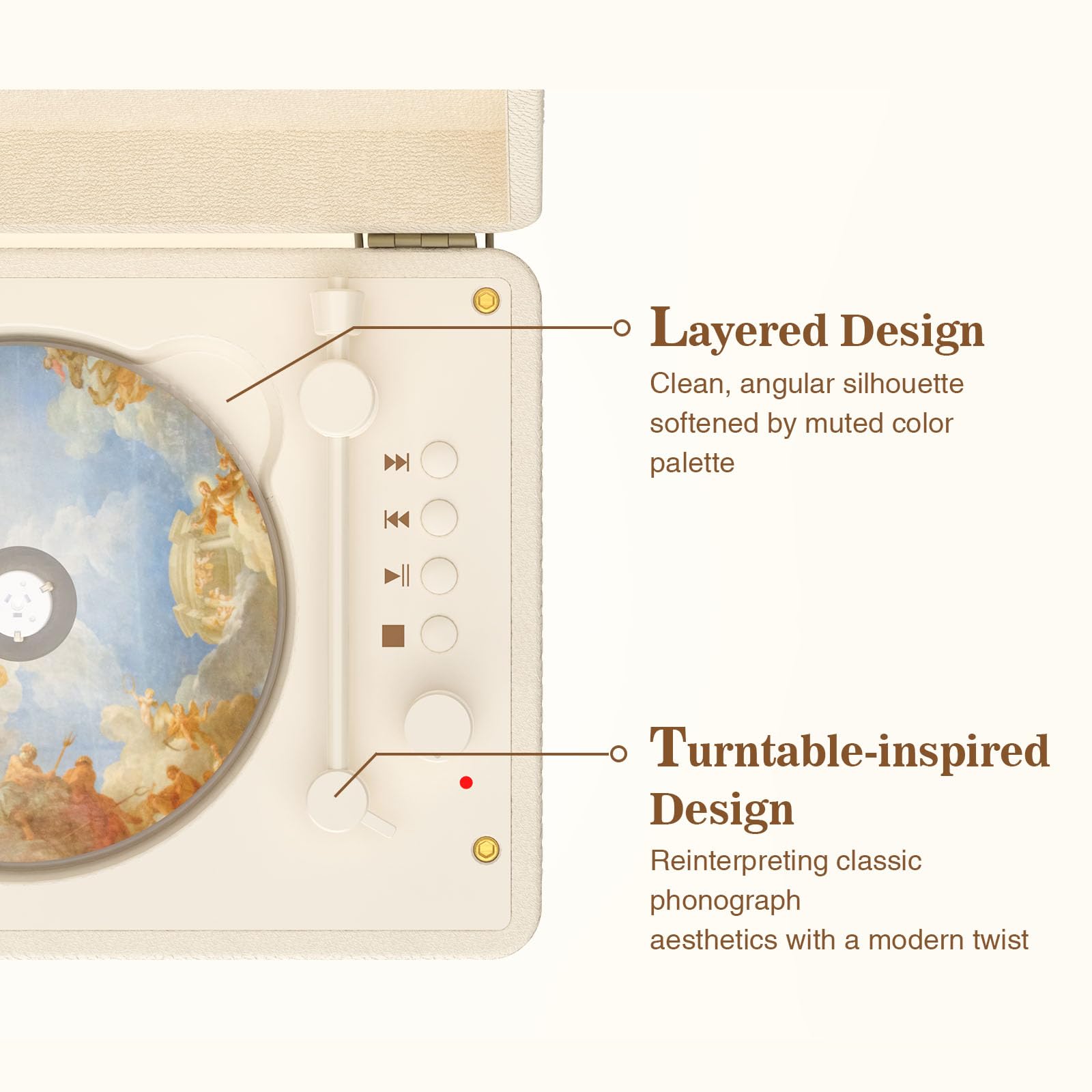 Portable CD Player with Bluetooth 5.2, Rechargeable Battery & Built-in Speakers – Hi-Fi Retro Suitcase Design for Home Decor, AUX/TF Card Support – Ideal Gift (Vintage White)