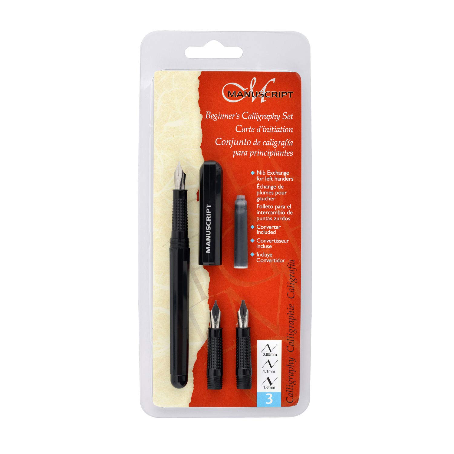 Manuscript 3 Nib Beginners Calligraphy Set 3 nib calligraphy set - left handed,Black