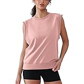 YIPINK Workout Tank Tops Woman Crew Neck Athletic Tops Cotton Sweatshirt Loose Fit Muscle Tanks Runnning Gym Sports Shirt