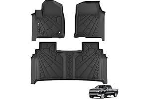 KARPAL Floor Mats for 2019-2026 Chevy Silverado/GMC Sierra 1500, 2020-2026 2500HD/3500HD Crew Cab with Rear Under-Seat Storage, All-Weather TPE Custom Fit Floor Liners Car Accessories
