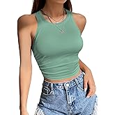 LOLONG Womens Crop Sleeveless Racerback Tank Tops Rib-Knit Casual Basic Shirts