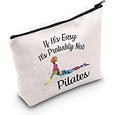 G2TUP Pilates Lover Gift If It's Easy It's Probably Not Pilates Makeup Bag Pilates Coach & Trainer Cosmetics Bag Pilates Instructor Zipper Pouch Travel Bag (Pilates White Bag)