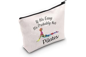 G2TUP Pilates Lover Gift If It's Easy It's Probably Not Pilates Makeup Bag Pilates Coach & Trainer Cosmetics Bag Pilates Instructor Zipper Pouch Travel Bag (Pilates White Bag)
