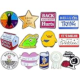 Funny Enamel Pins Cute Cool Fun Button Lapel Metal Brooch Pin for Backpacks Jacket Hat Bag Vest Bookbag Lanyard Work Teens Adults Cartoon Meme Silly Novelty Assorted Collective Trendy Bulk Set