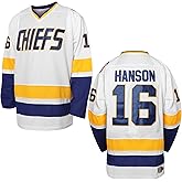 Hanson Brothers Hockey Jersey 16 Charlestown Chiefs 17 Jeff Slap Shot 18 Movie Hockey Jersey Blue White S-3XL