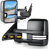 SIZIOM Power Fold Switchback Tow Mirrors for Ram 1500 2500 3500(2010-2018) | for 2009 Ram 1500 &amp; 2019-2024 Classic, Dynamic Turn Signal &amp; Running &amp; Puddle &amp; Backup Lights, Power Heated, GM-style Pair