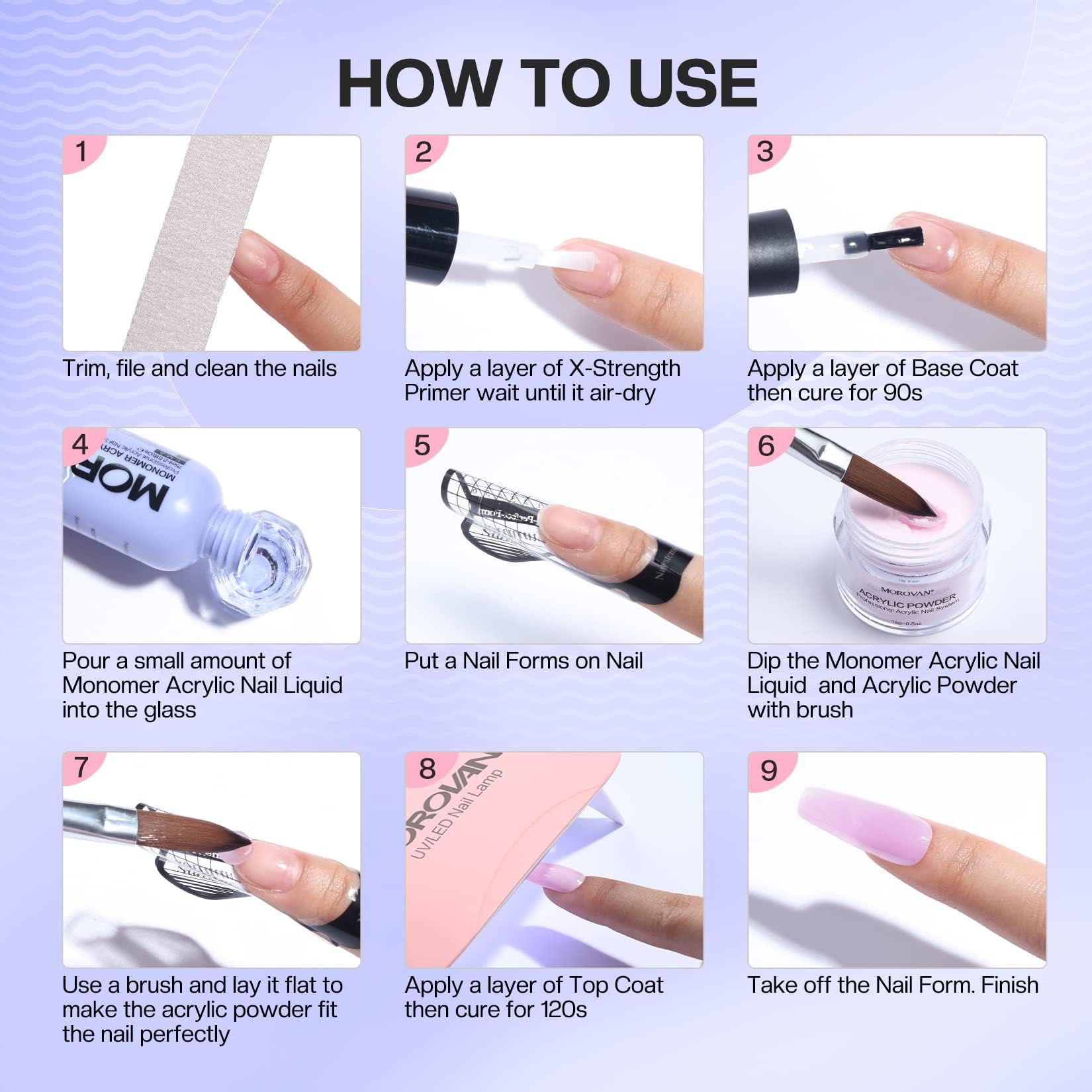 Morovan Monomer Acrylic Nail Liquid 8oz for Acrylic Powder - Professional Monomer Acrylic Nail Liquid For Acrylic Nail Extension Non-Yellowing MMA-Free - Image 9