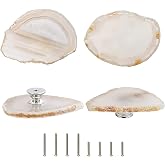 CozyTower Agate Cabinet Knobs, Unique Art Deco Drawer Pulls and Knobs | Irregular Agate Decorative Knobs, For Bifold Closet Door/Cupboard/Dresser, Cabinet Replacement Hardware (Natural Color Agate)