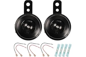 JORMIX 2 Pcs Disc Horn High Low Universal Motorcycle Electric Horns 12V 105 dB fit for most Passenger Cars, Vehicles, ATVs, Scooter, Dirt/Pocket Bikes & Tricycle, 63 mm