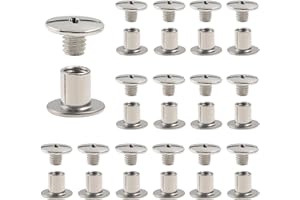 Hitefu 30 Set Phillips Head Chicago Screws for Leather, M4 x 6mm Book Binding Screws Post, 1/4 Inch Button Rivets for Bookbinding, Leather & Belt