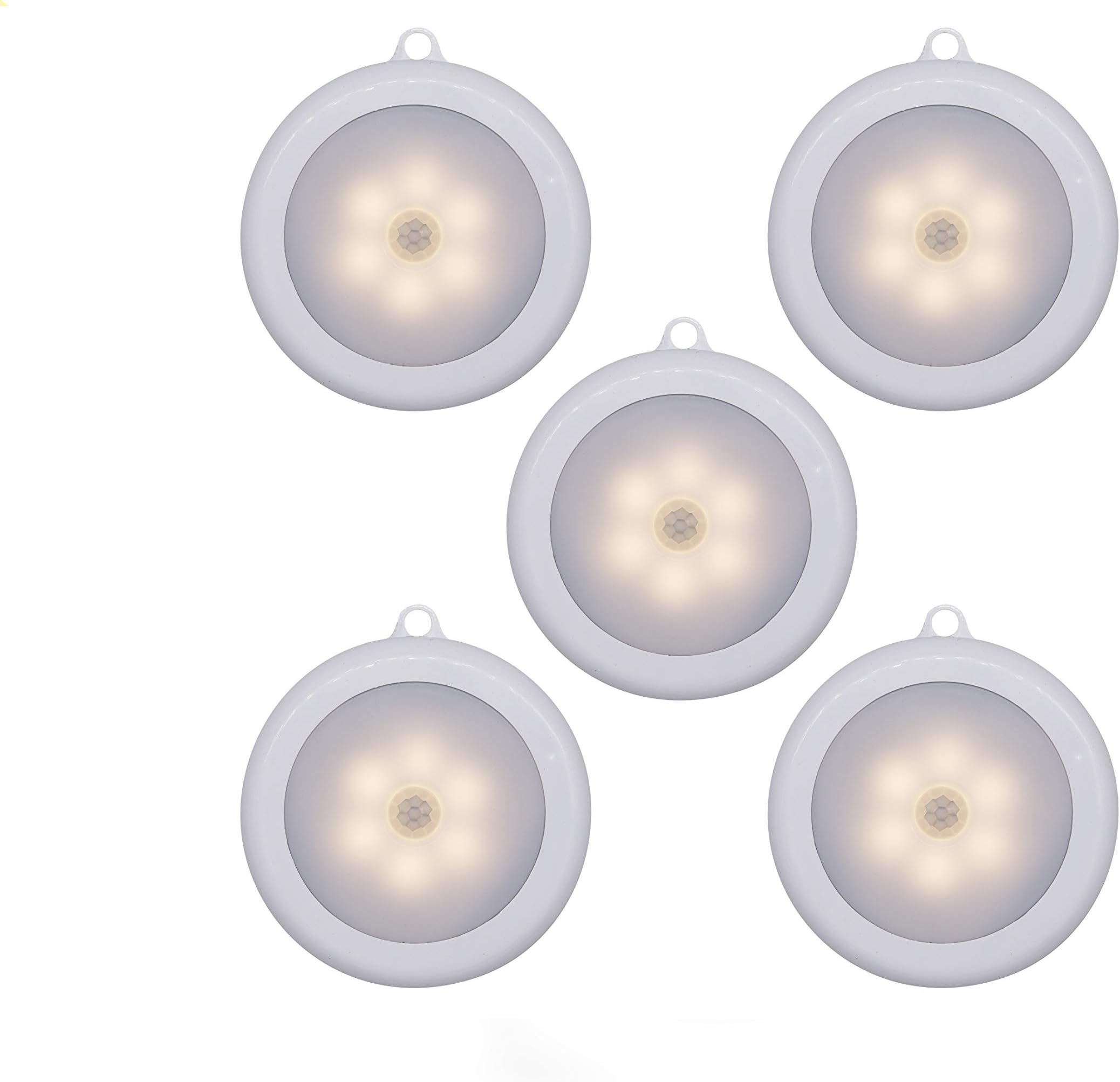 Hoteon Motion Sensor Light, Automatic Night Light with Auto/On/Off Mode Switch, Battery Powered LED Warm Light (5Pcs)