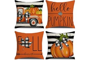 ONFAON Fall Decorations for Home, Fall Pillow Covers 18x18 Set of 4, Thanksgiving Decorations Autumn Cushion Case for Couch