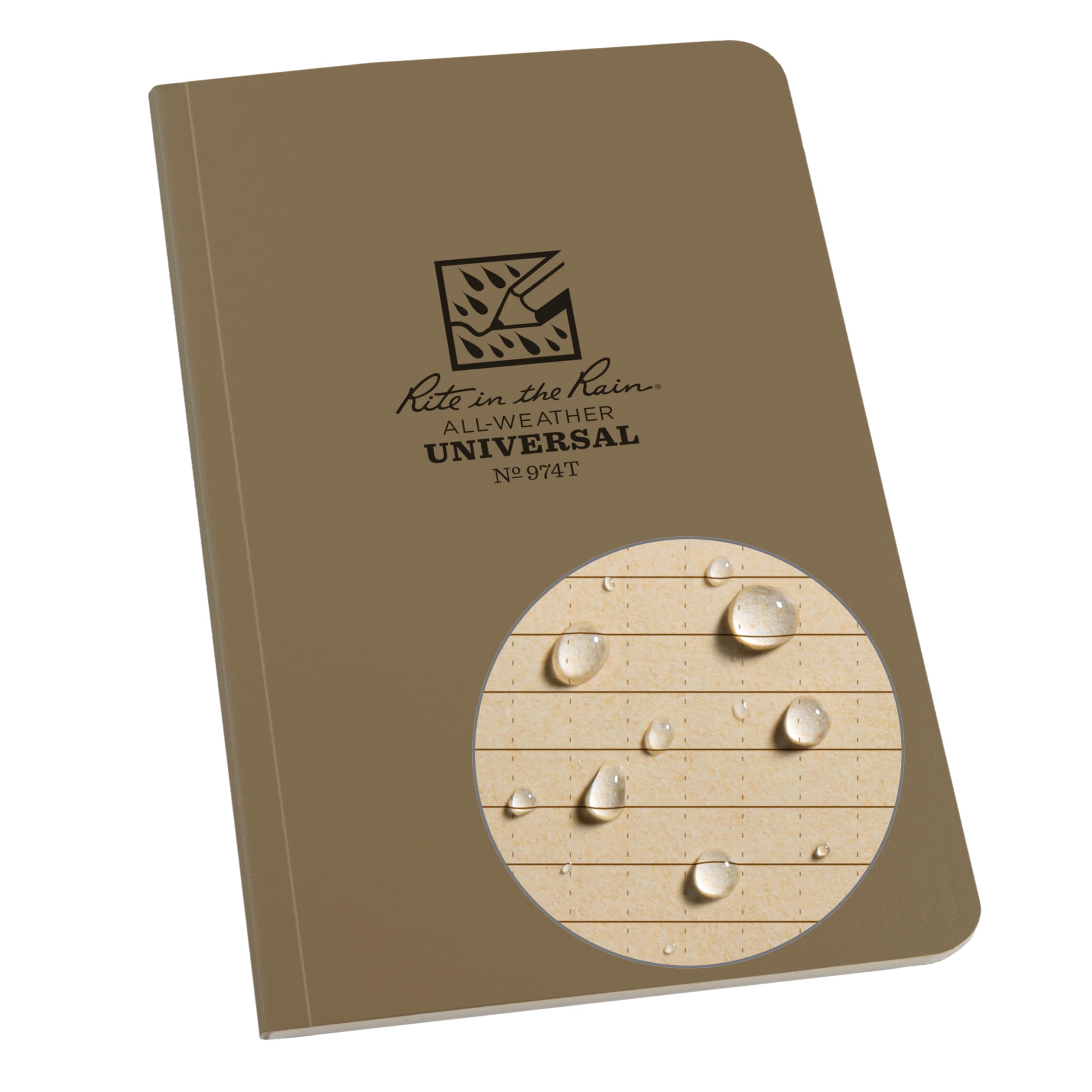 Rite in the Rain Memo Book, Side Bound Field Flex Cover, 4⅝" x 7¼" (64 Sheets) - Tan 974T