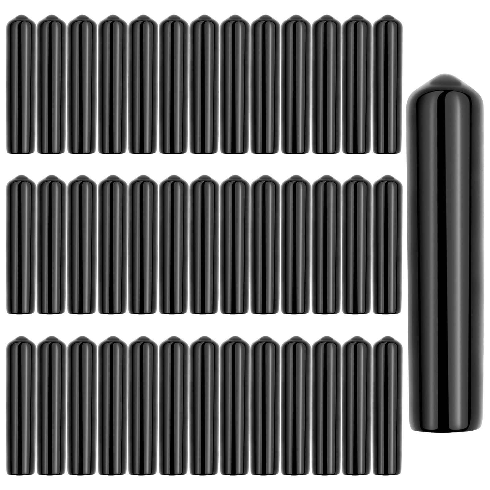 Haishell 40 PCS Long Liquor Pour Spouts Covers Black Pourer Cap Rubber Bottle Pourer Cover Dust Caps (Length 2.05 inch,Diameter 0.39 inch)