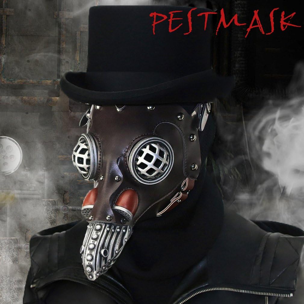 Amazon Hkh ペスト マスク コスチューム 変装 仮装 肝だめし コスプレ メンズ レディース タイプ３ ダークブラウン シルバー コスプレ 仮装 通販