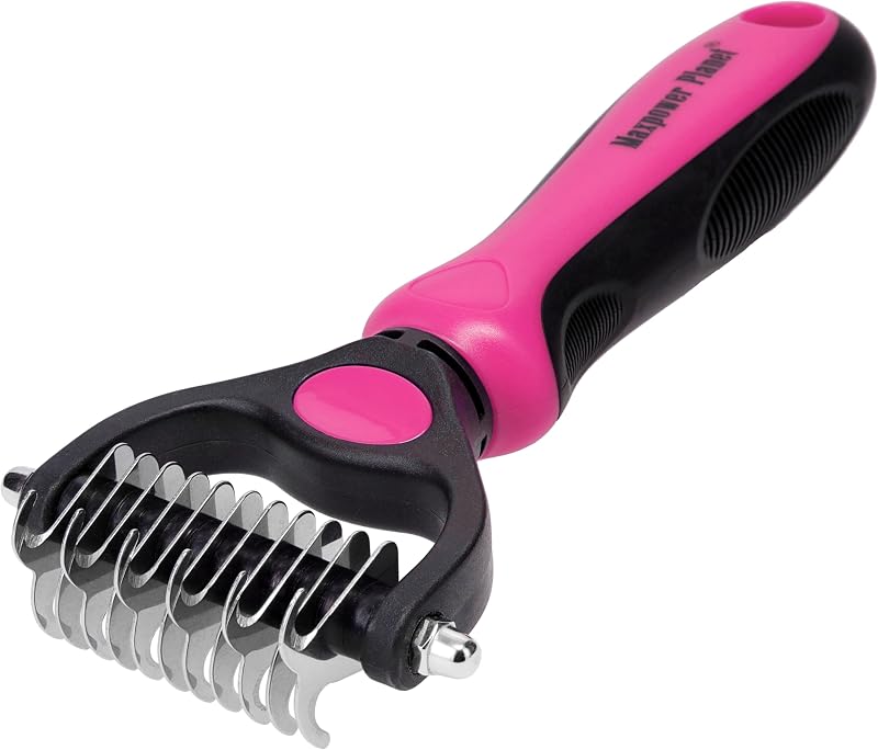 Maxpower Planet Pet Grooming Brush Double Sided Undercoat Rake Pink S