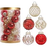 25PCS Christmas Ornaments Balls Set, Gold and Red Christmas Ball 2.36"/6CM, Christmas Tree Decor for Stunning Xmas Tree Decorations for Home Parties & Holiday Celebrations