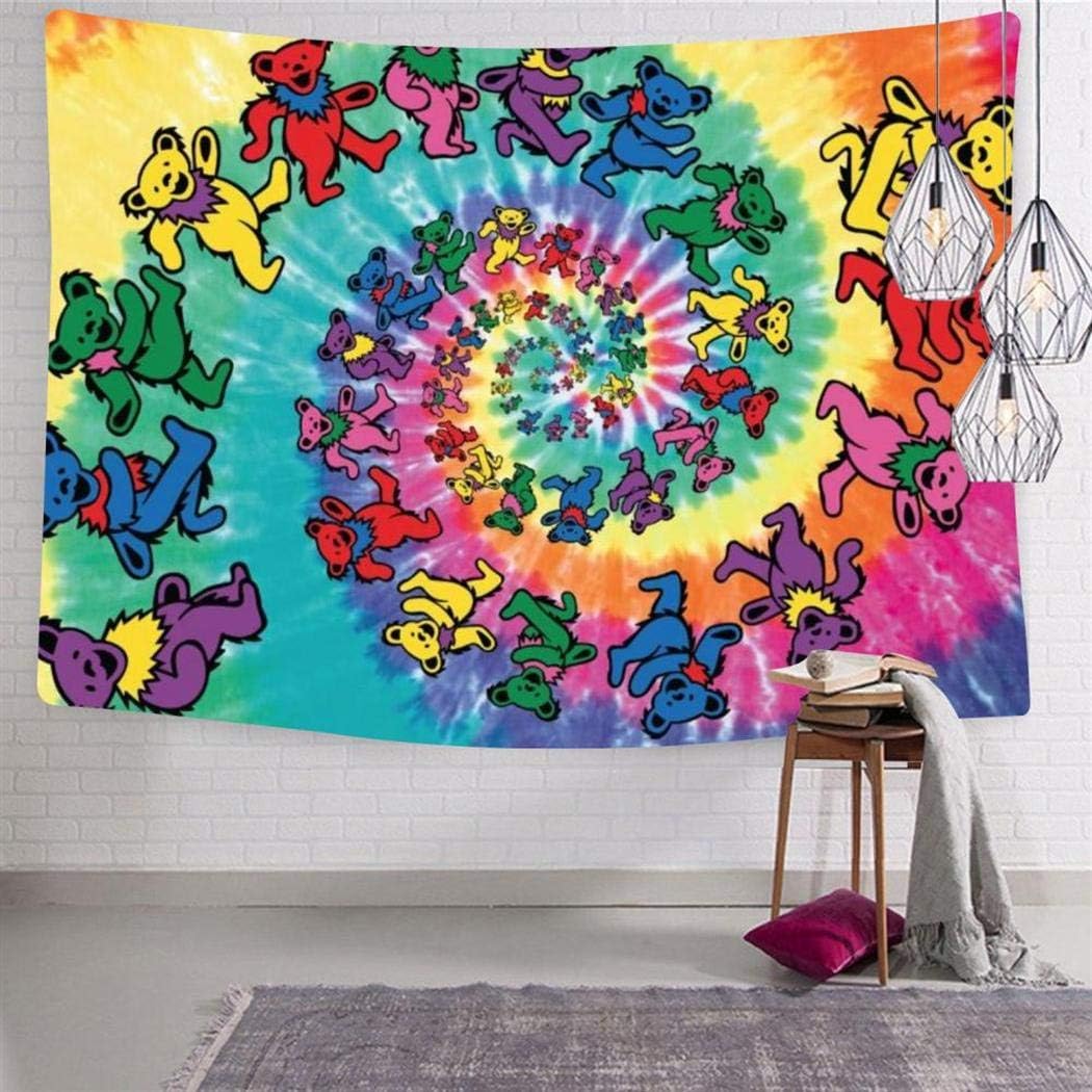 AolaZW Tie Dye Skull Dancing Bears Personalized Tapestry Wall Hanging for Living Room Bedroom Decor