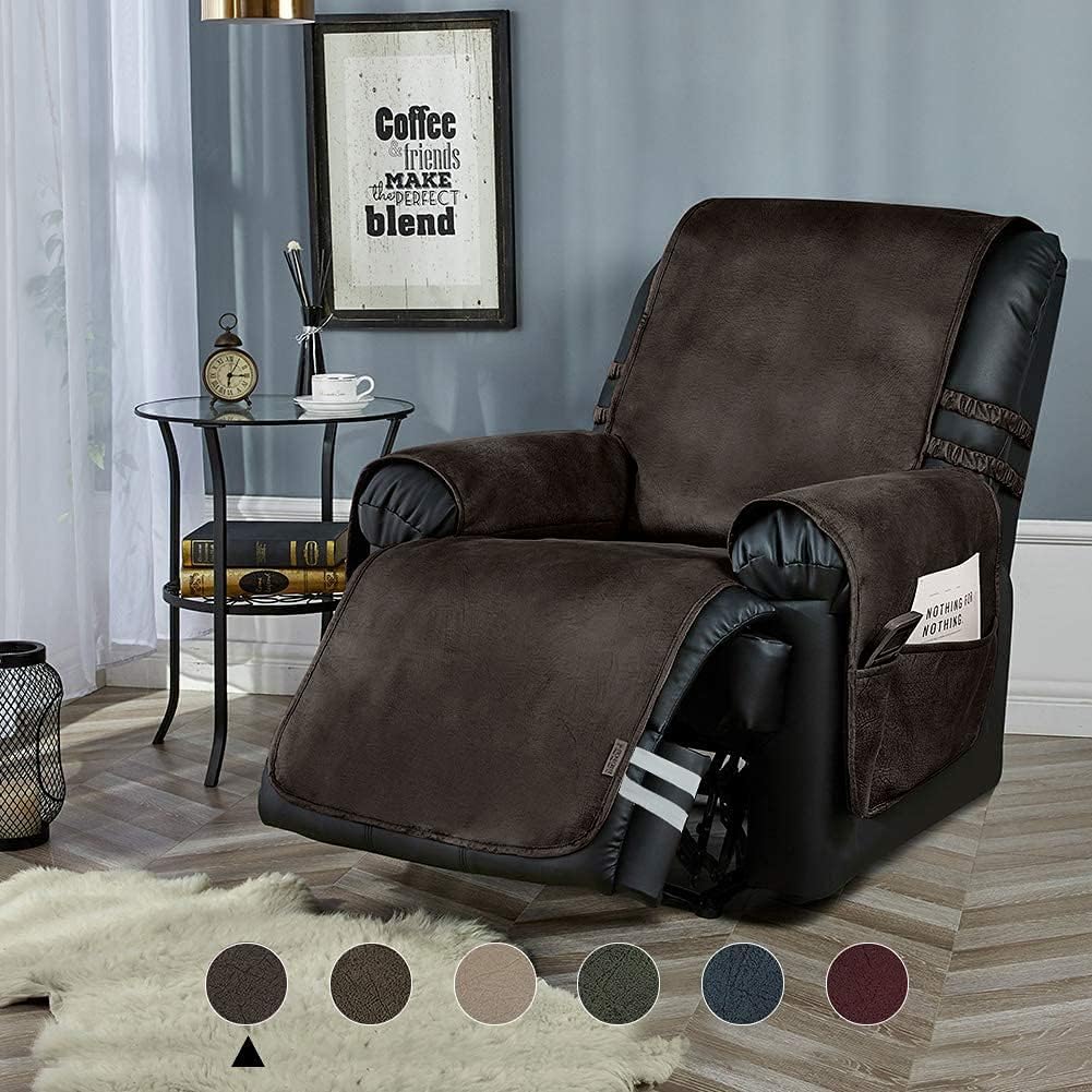 STONECREST Recliner Chair Cover, Water Resistant Faux Leather Slipcover